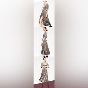 Silvery Gray Velvet Wrap Dress